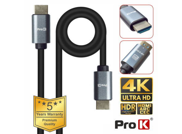 ProK Cabo HDMI 2.0 UHD 4K Macho / Macho 15m ProK Cabo HDMI 2.0 UHD 4K Macho / Macho 15m